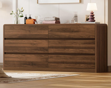 55" Dresser with 6 Drawers, Dressers & Chests of Drawers with Curved Profile Design, 6 Drawer Dresser, Bedroom