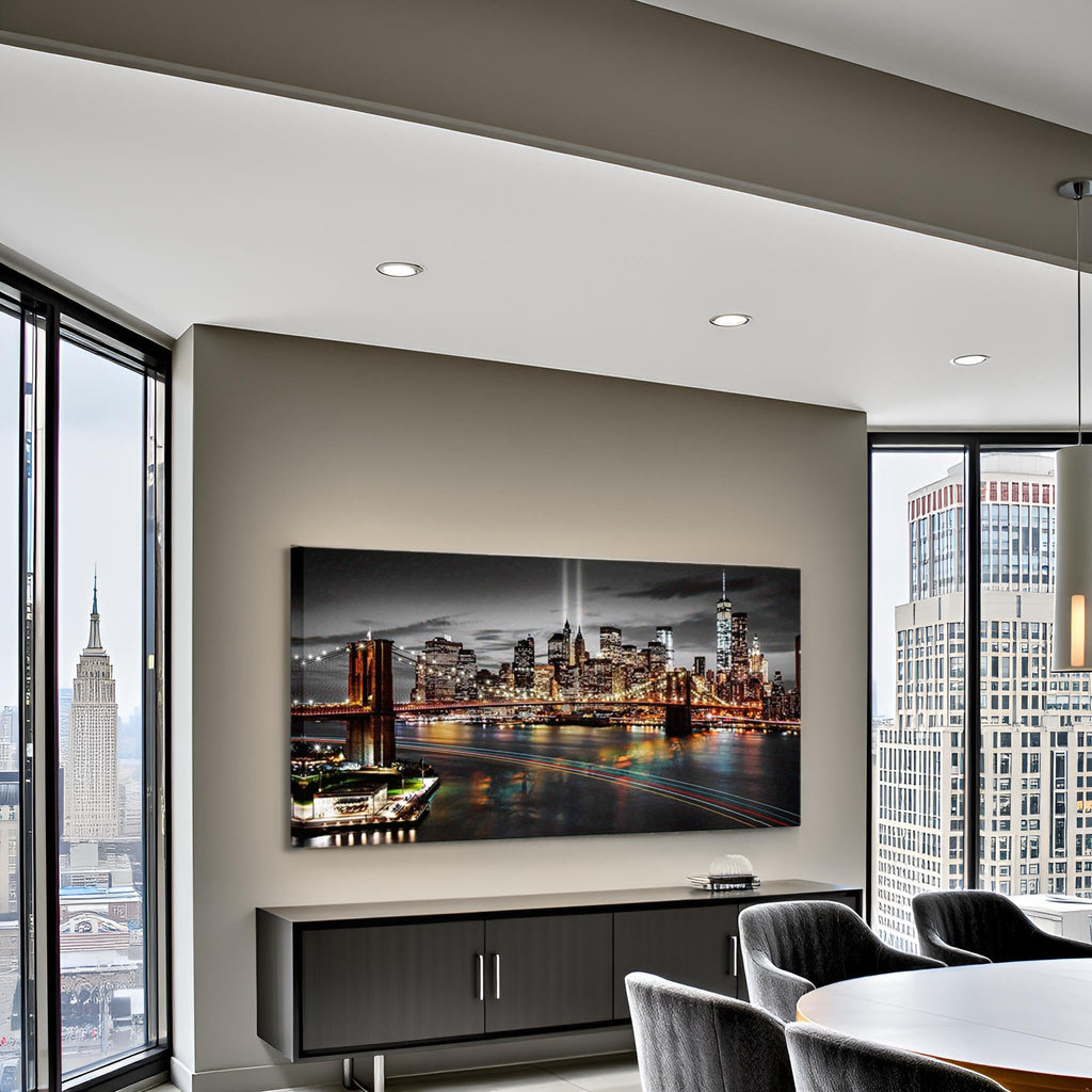 York City Canvas Wall Black and White Brooklyn Bridge Print NYC Skyline Pictures Cityscape Artwork Bedroom Modern
