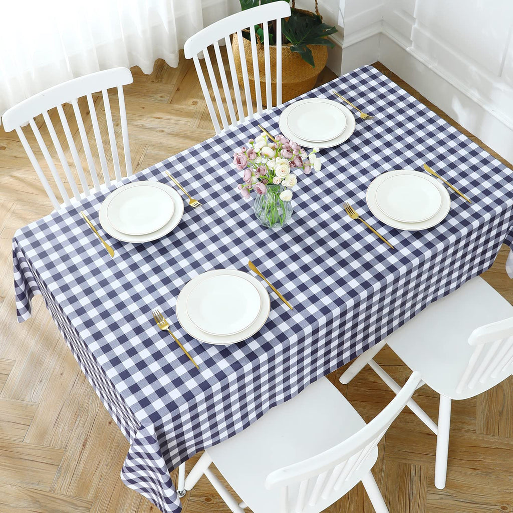 Gingham Vinyl Tablecloth, Rectangle 54 x 78, Navy Blue