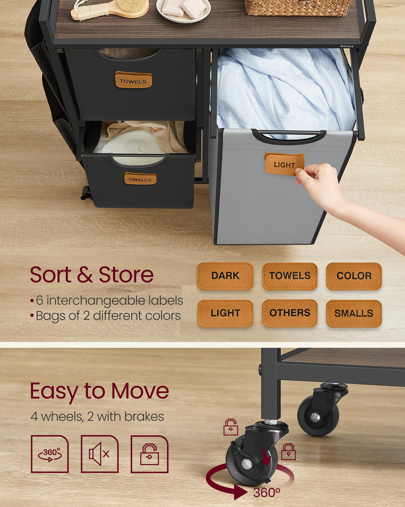Laundry Hamper 3 Section, Laundry Sorter, 26.4 Gal. (100 L)