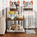 24 Inch Small Dog Crate Furniture - All-Season Indoor Dog Kennel with Wooden Top & Thickened Metal Wire