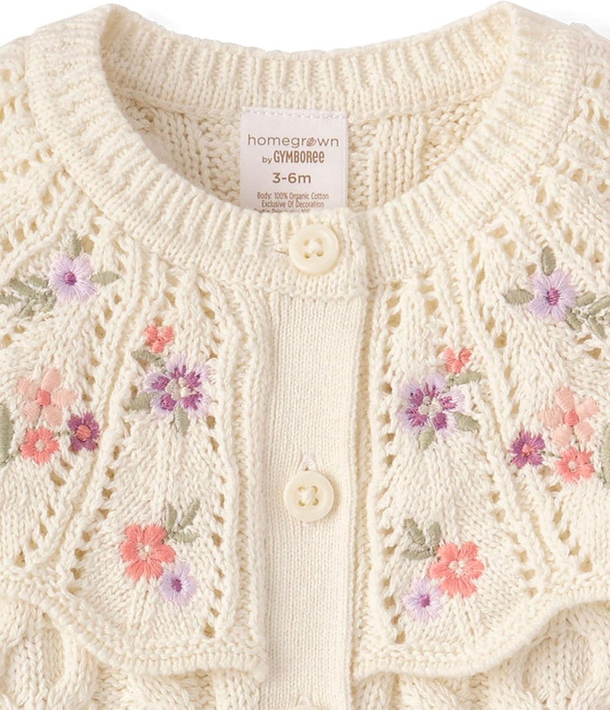 Baby Girls,and Toddler Long Sleeve Button Front Cardigan,Fair Ivory,12-18 Months