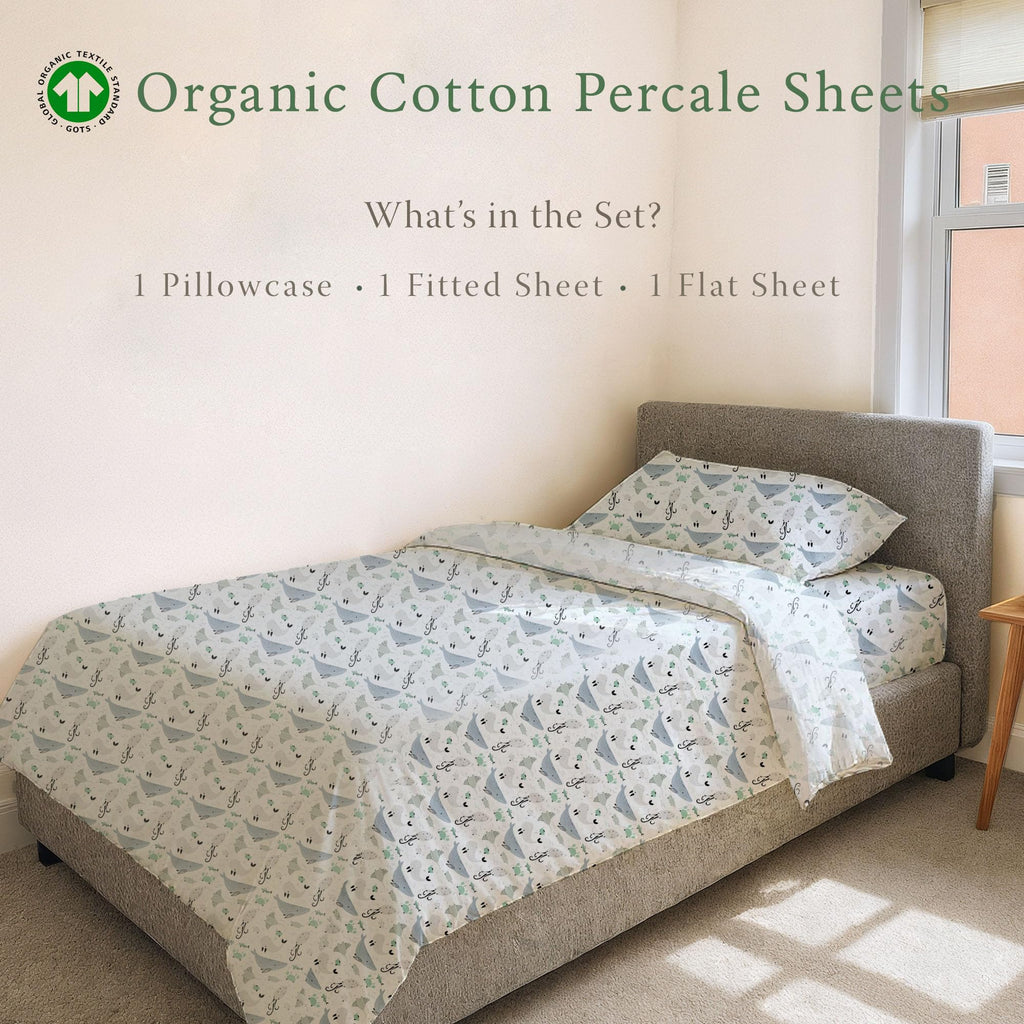 Organic Cotton Twin XL Sheet Set, Percale, 3-Piece, Dorm-Ready