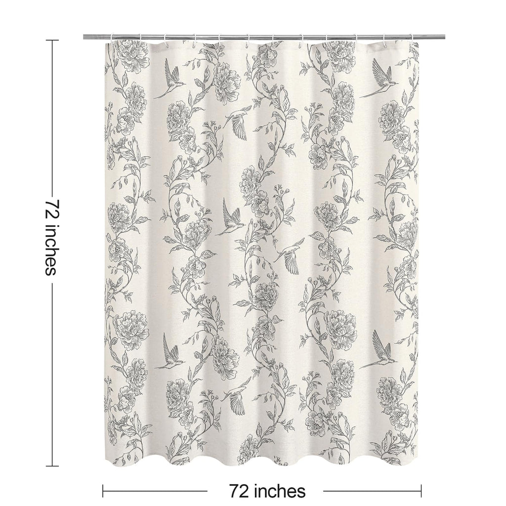 Grey Cotton Boho Hummingbird Shower Curtains, 72 x 72