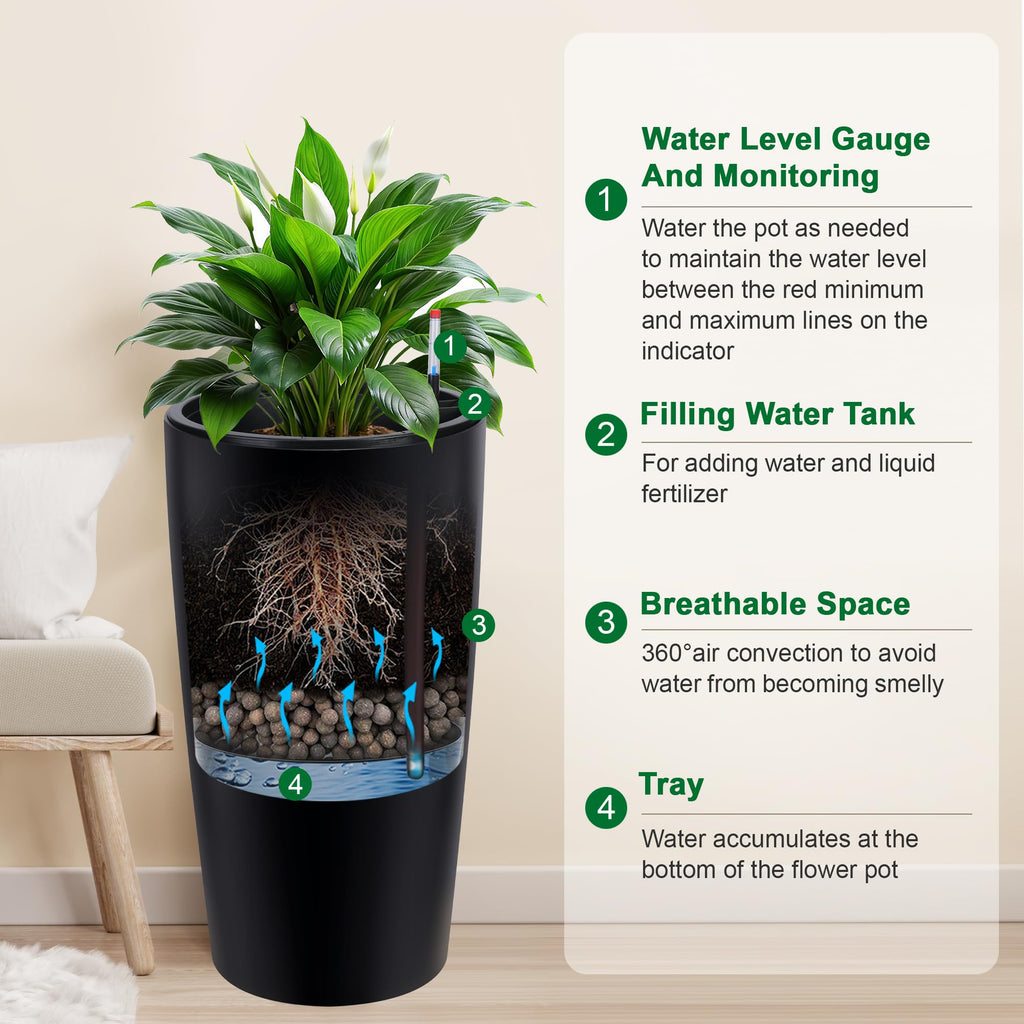 30 in Tall Planters for Outdoor Plants Set of 2, Large Outdoor Planters for Front Porch Decor with Drainage