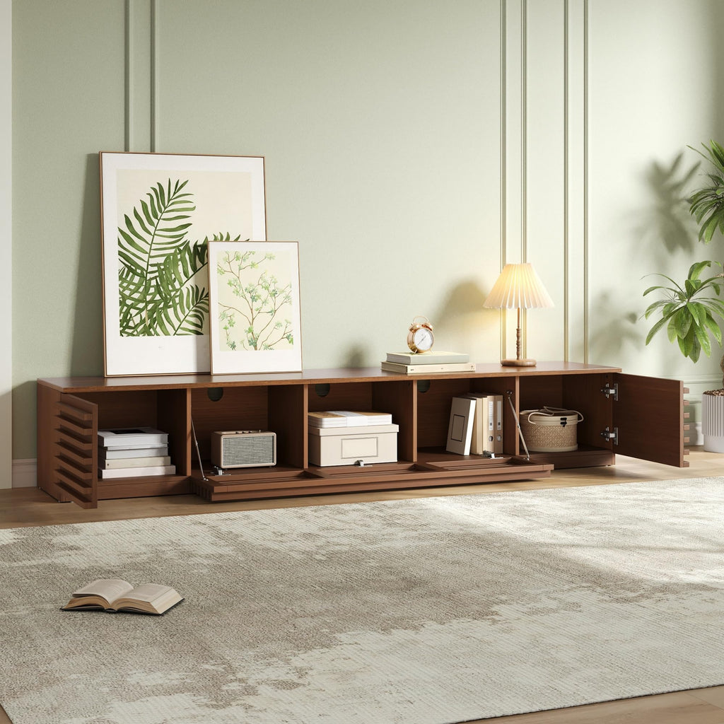 86.6" Japandi TV Console for TVs Up to 90", Walnut