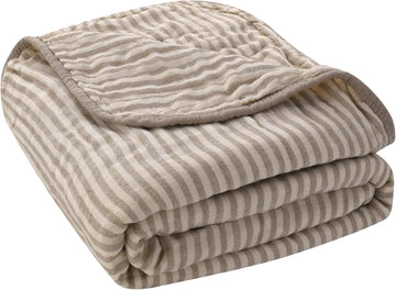 Ultra Soft Muslin Baby Blanket, Organic Cotton Blend (Cacao Stripe)