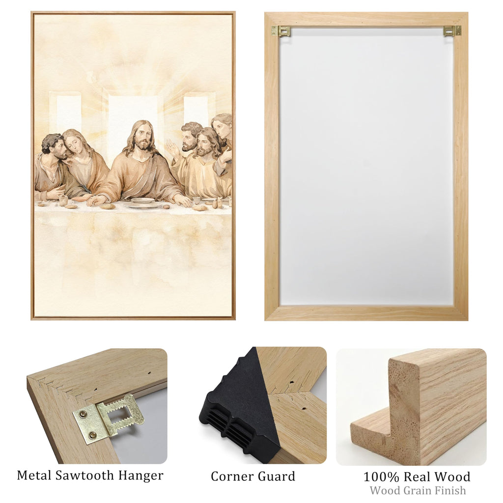 Large Framed The Last Supper 3 Piece Wall Art, 24x36 In