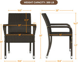 Set of 2 Stackable Outdoor Rattan Dining Chairs, All-Weather Armchair w/Armrests, Steel Frame for Garden, Patio, Deck