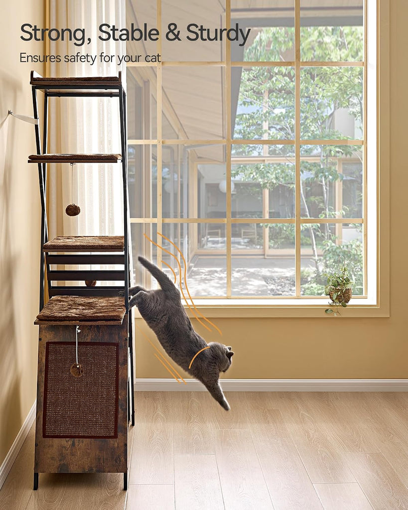 72.4" Modern Cat Tree for Indoor Cats, Multi-Level Cat Condo