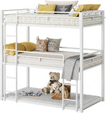 Bunk Bed, Triple Bunk beds with 2 Ladders, Bunk Beds Twin Over Twin Over Twin