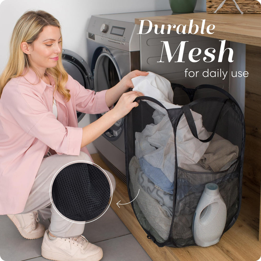 Mesh Pop-Up Hamper Collapsible with Side Pocket 2-Pack