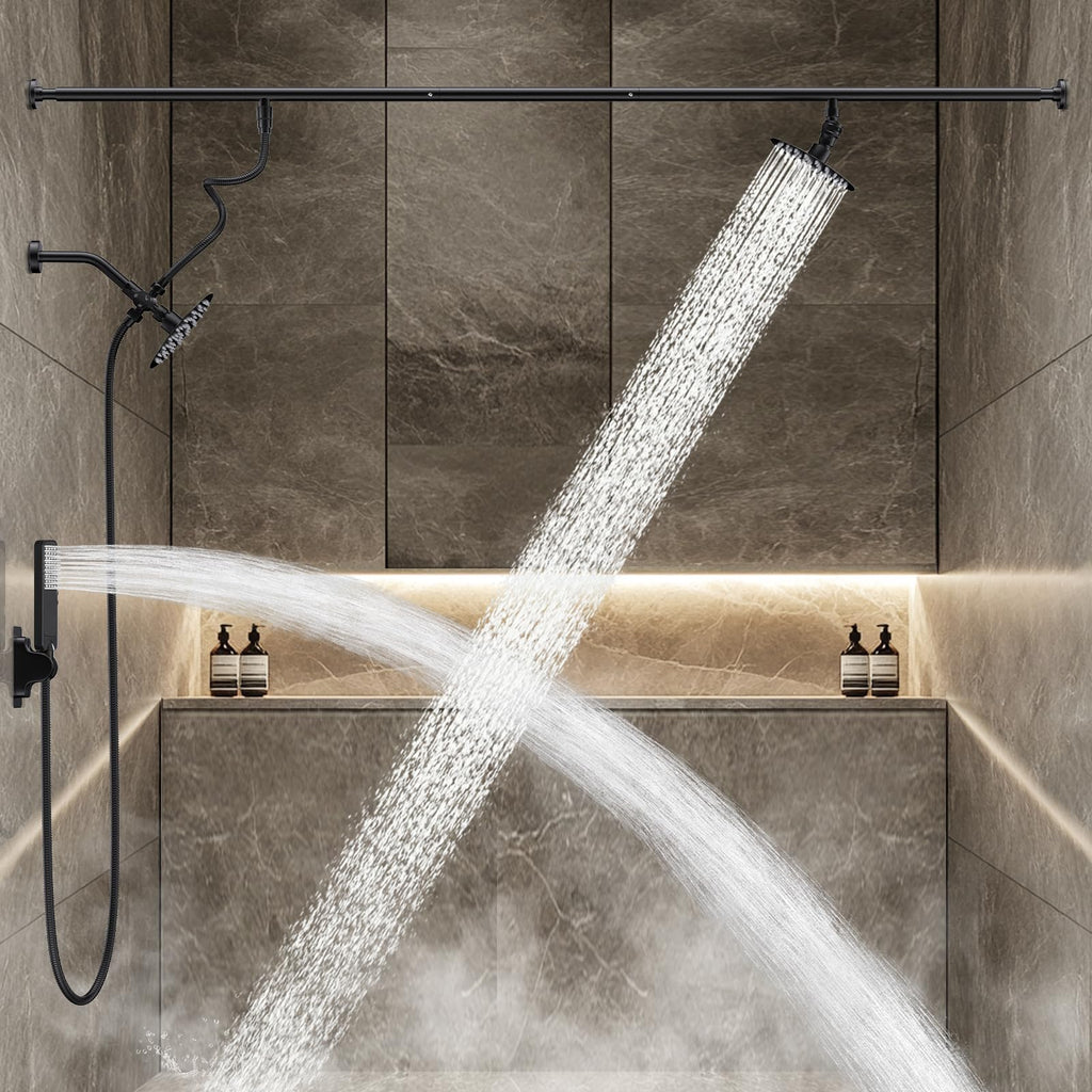 Dual Shower Head for Couples with 6-Mode Diverter, Matte Black