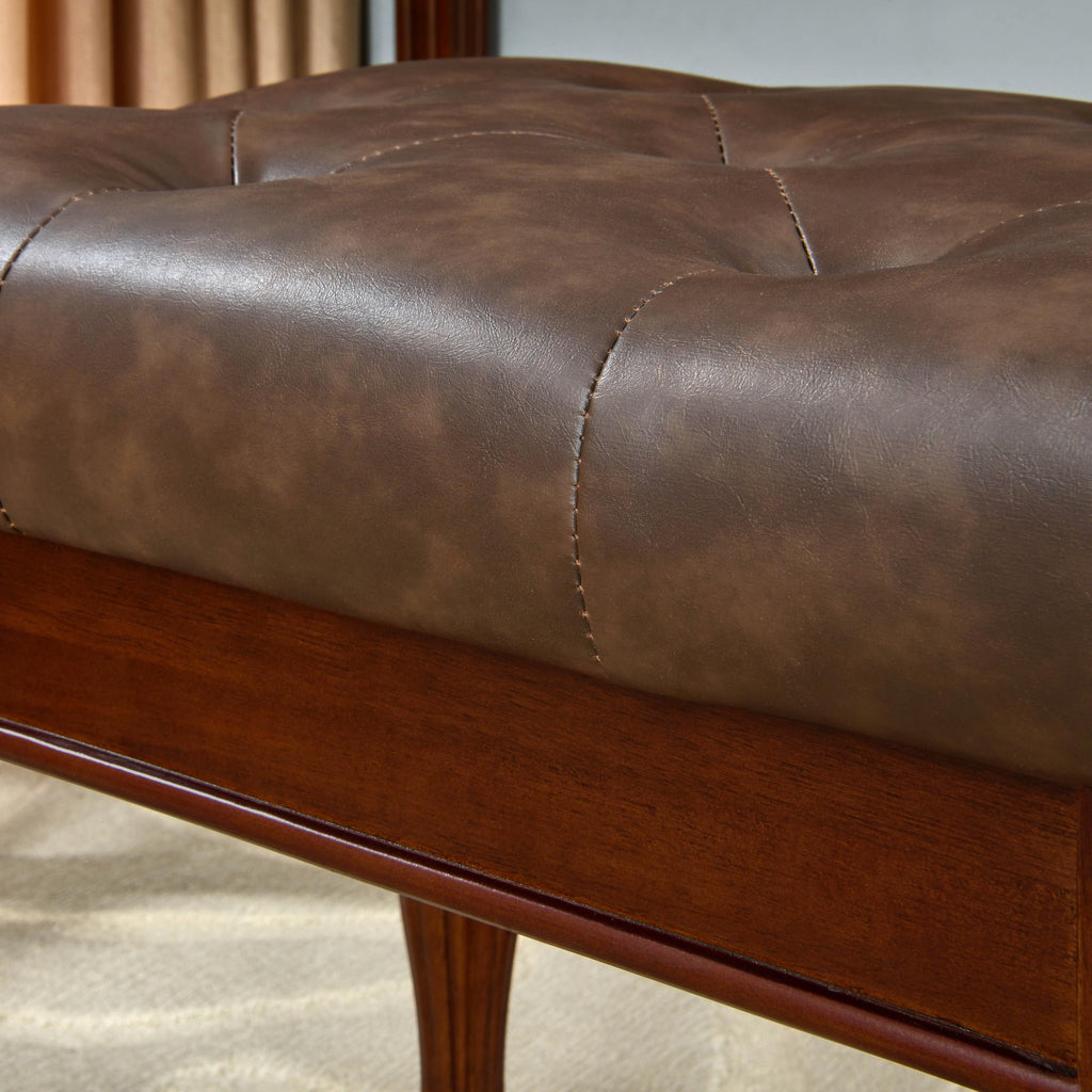 Traditional Shoe Bench with Button Tufted Pad & Wood Legs, Upholstered Entryway Bench Living Room Hallway, 18.5" x