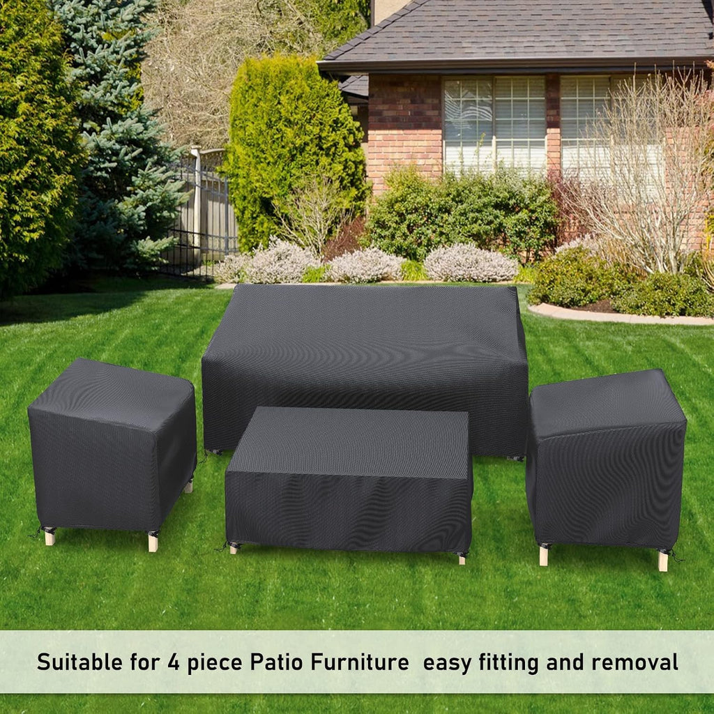 Outdoor Furniture Cover Waterproof | Patio Furniture Covers 4 Piece Set for Chairs, Couch, Table Coffee, Black