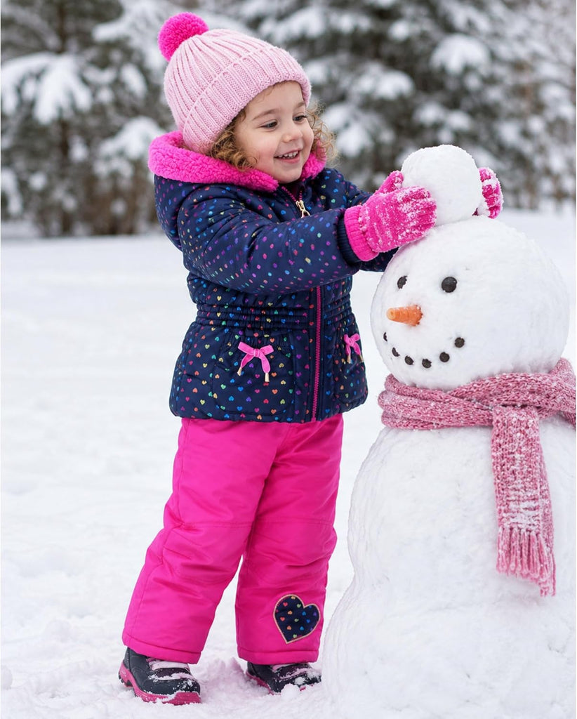 Girls' Bib Snow Pants and Ski Jacket Water-resistant Snowsuit for Kids Winter Jacket for Girls Hooded