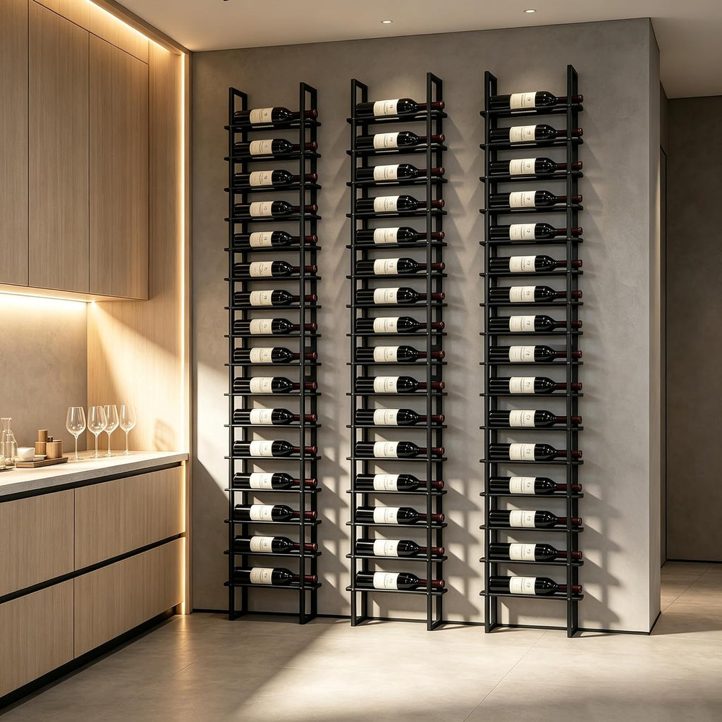 16 BottleWall Mount Wine Rack | Black Industrial Wine Storage Display Rack, Wine Cellar Storage, Bar, Restaurant