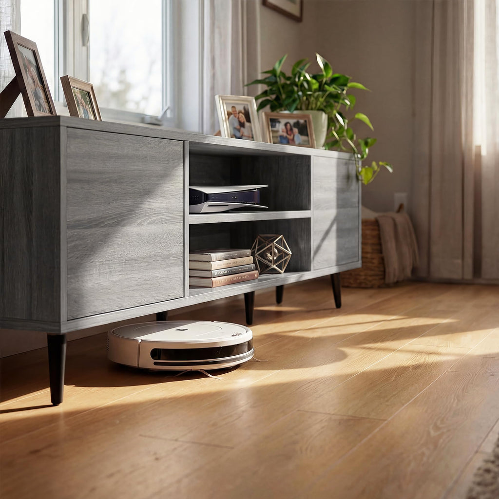 58 Inch Mid-Century Modern TV Stand with Storage, Gray