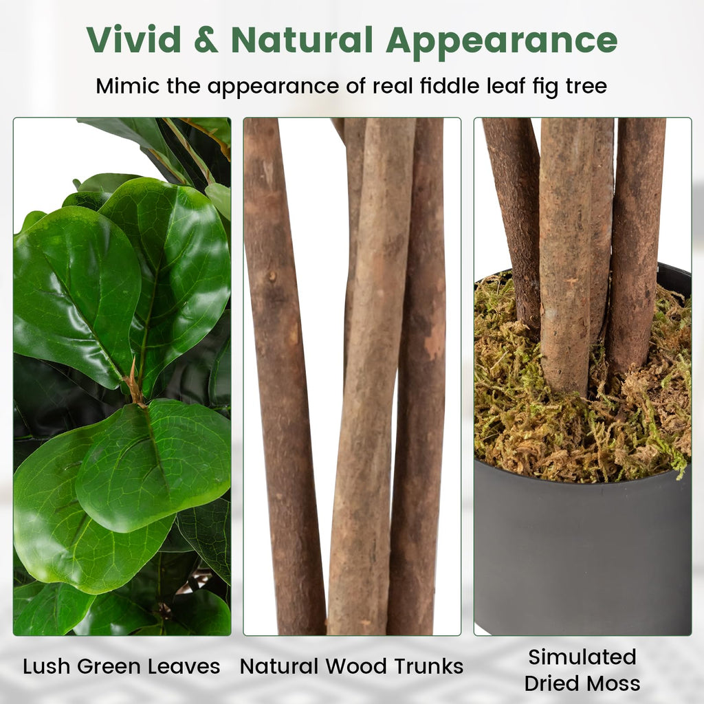 4 FT Artificial Greenery Tree, Indoor Fake Fiddle Fig Tree Plants in Pot, Faux Ficus Lyrata Tree Decoration