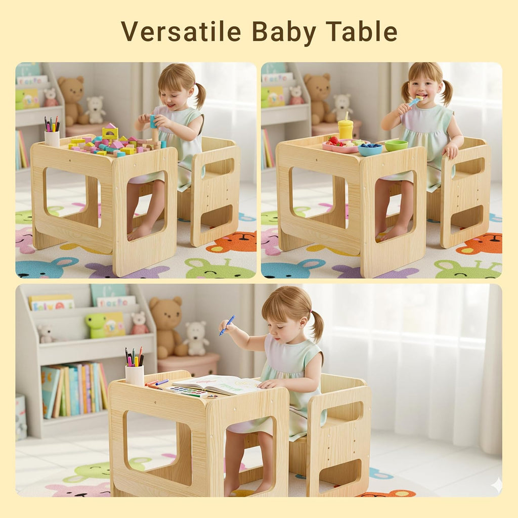 Montessori Weaning Table and Chair Set - 3 Adjustable Height