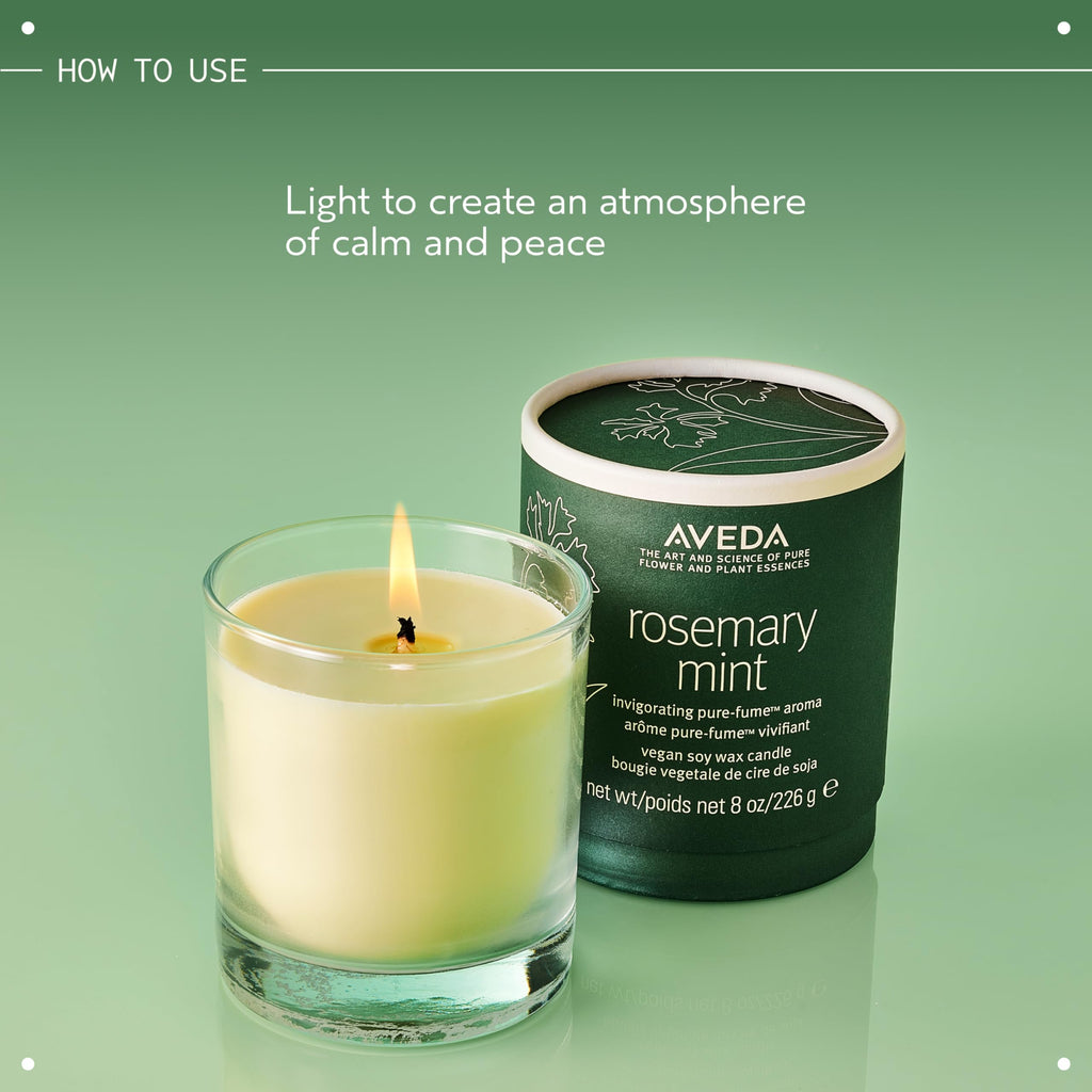 Rosemary Mint Vegan Soy Wax Candle | Invigorating Aroma of Certified Organic Peppermint, Spearmint, Rosemary | 100%