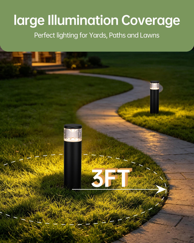 6Pack Low Voltage Bollard Landscape Lights, 12V Aluminum Path Light