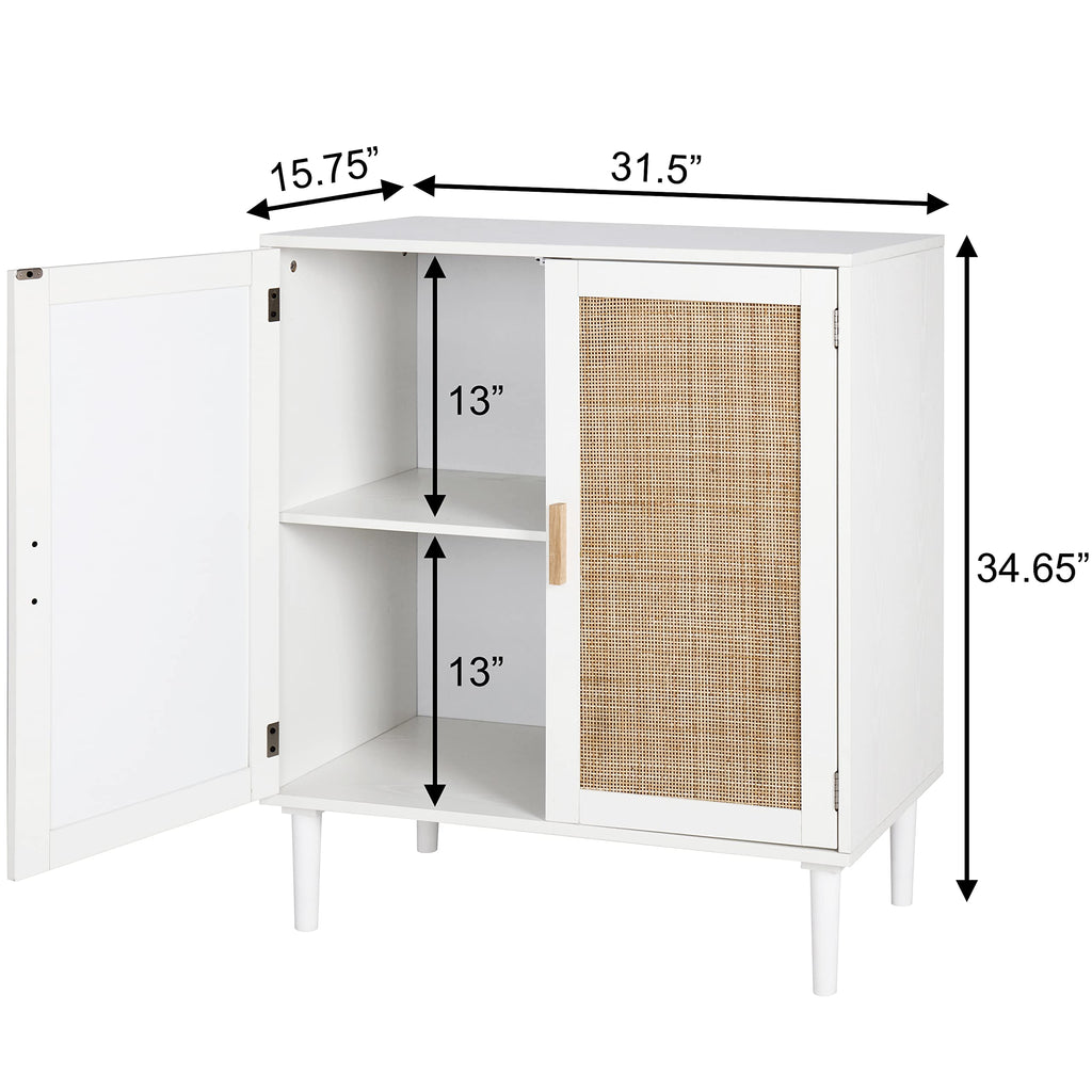 Kitchen Storage Console with Rattan Decorated Doors, Liquor Buffet, Dining Room, Hallway, Cupboard Console Table