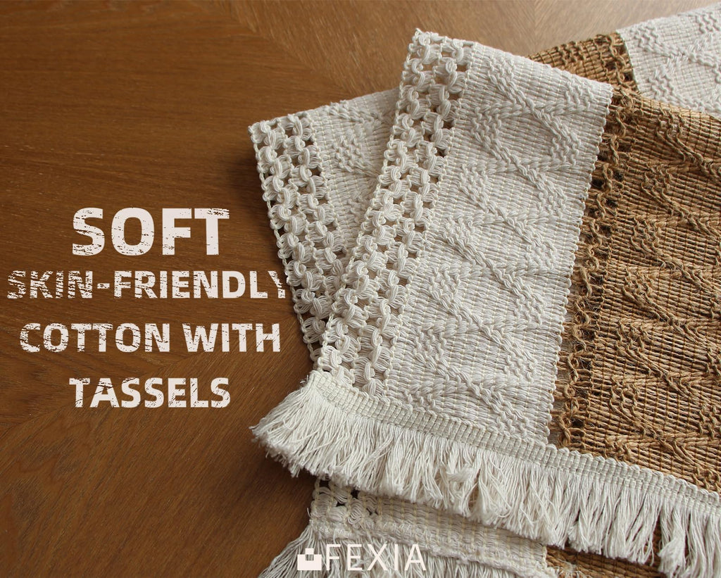 Boho Placemats Set of 4, Macrame Table Mats Farmhouse Dining Decor