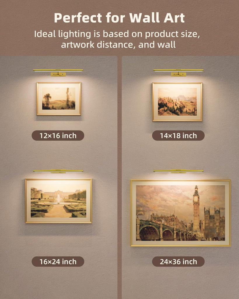 Picture Light for Wall, 4800mAh Rechargeable Wireless Lights, 16'' IR Remote Ccontrol Dimmable Magnetic LED Art