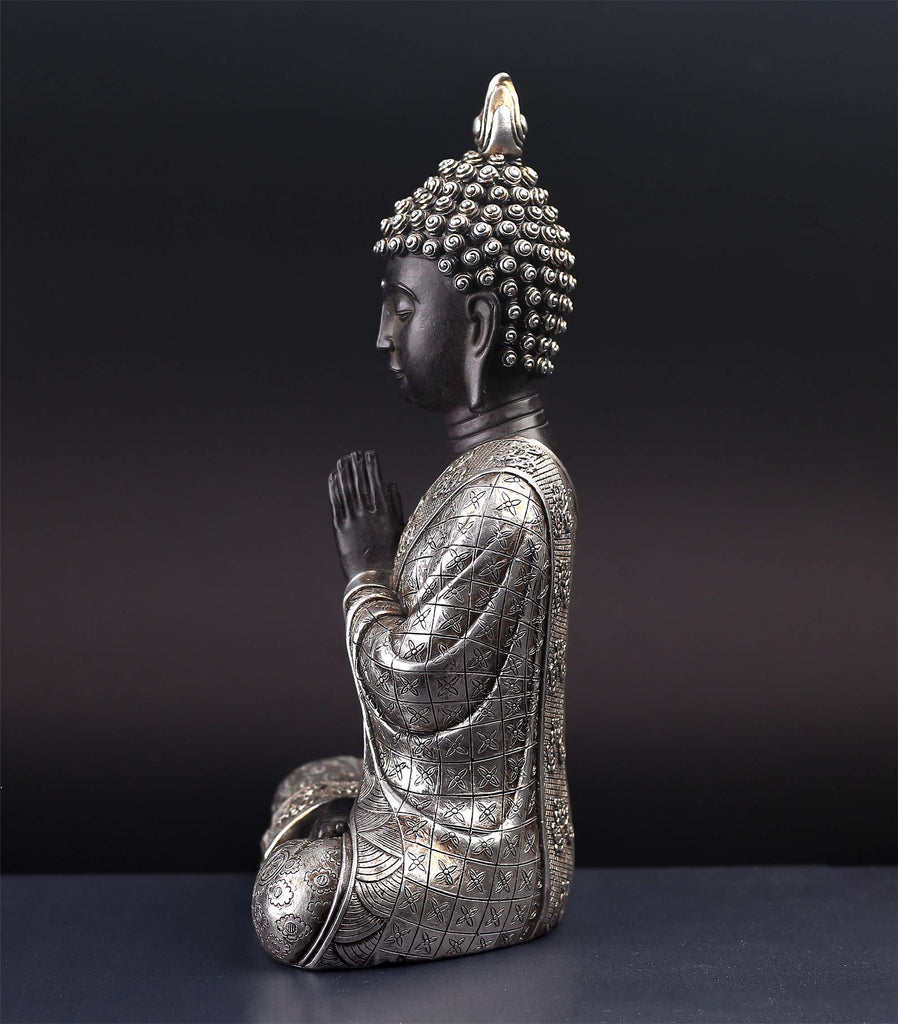 Seated Buddha Statue Buddhism Decor Meditating Figurines 9.5" H