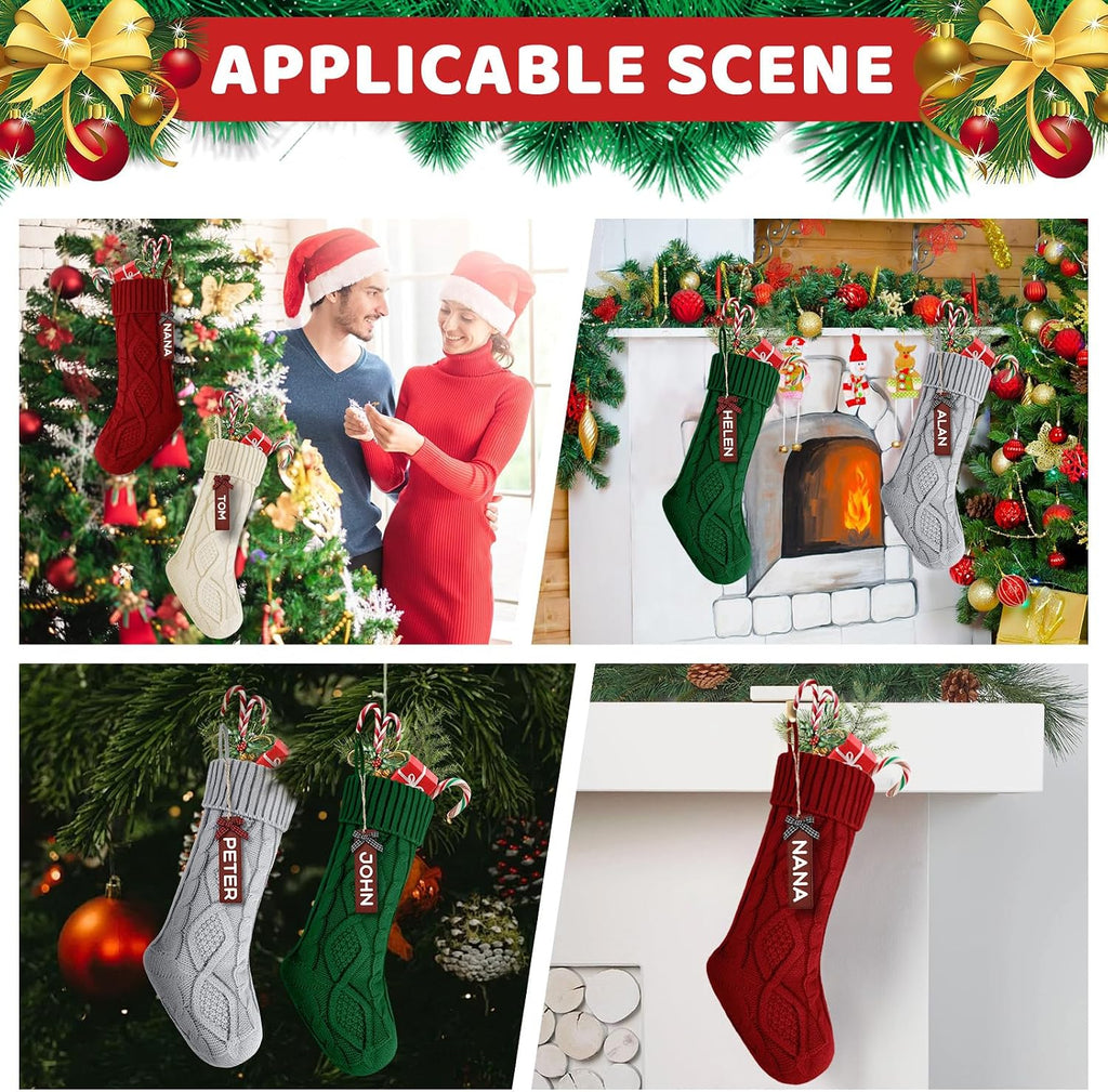 Christmas Stockings - , Large 18 Inches Hold All Surprises, Knitted Gift Stockings & Farmhouse Christmas Decor - Set of 2