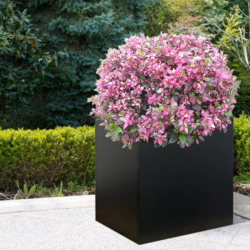 Galvanized Steel Black Planter Box 20 Inch, Metal Square Planters