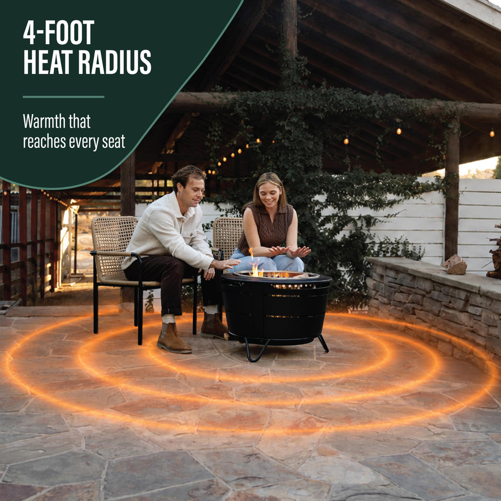 Reunion 27.5-Inch Smokeless Outdoor Wood Burning Fire Pit with Cover
