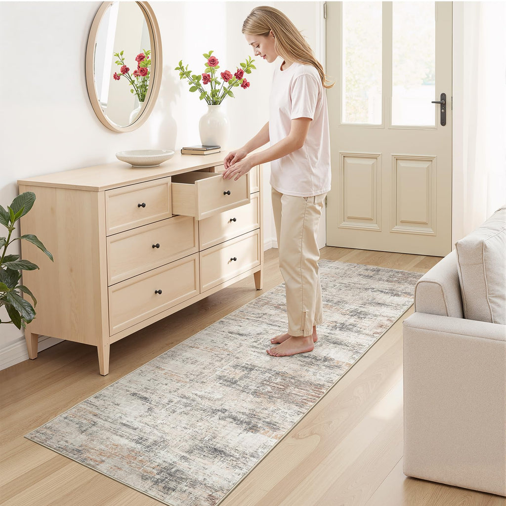 Area Rugs s, Abstract Washable Non-Slip Runner Rug, Gold