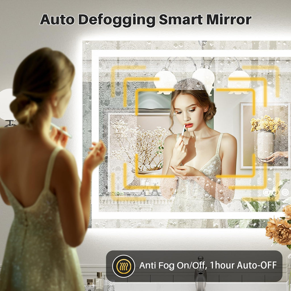 40x24 Inch LED Bathroom Mirror with Lights, Backlit & Front Lit