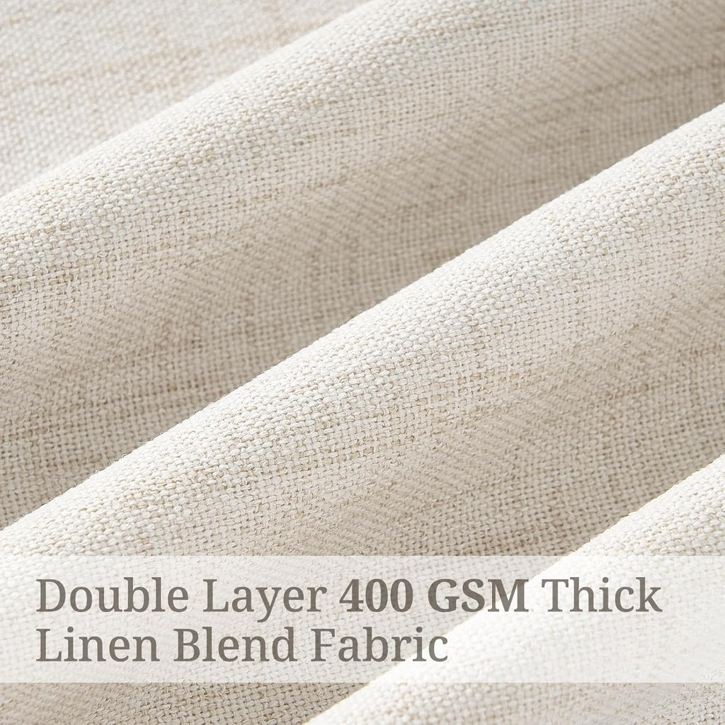 102 Inch Long Curtains Blackout Pinch Pleat Linen Drapes for Living/Bedroom 2 Panels,Two Layers Noise Reducing