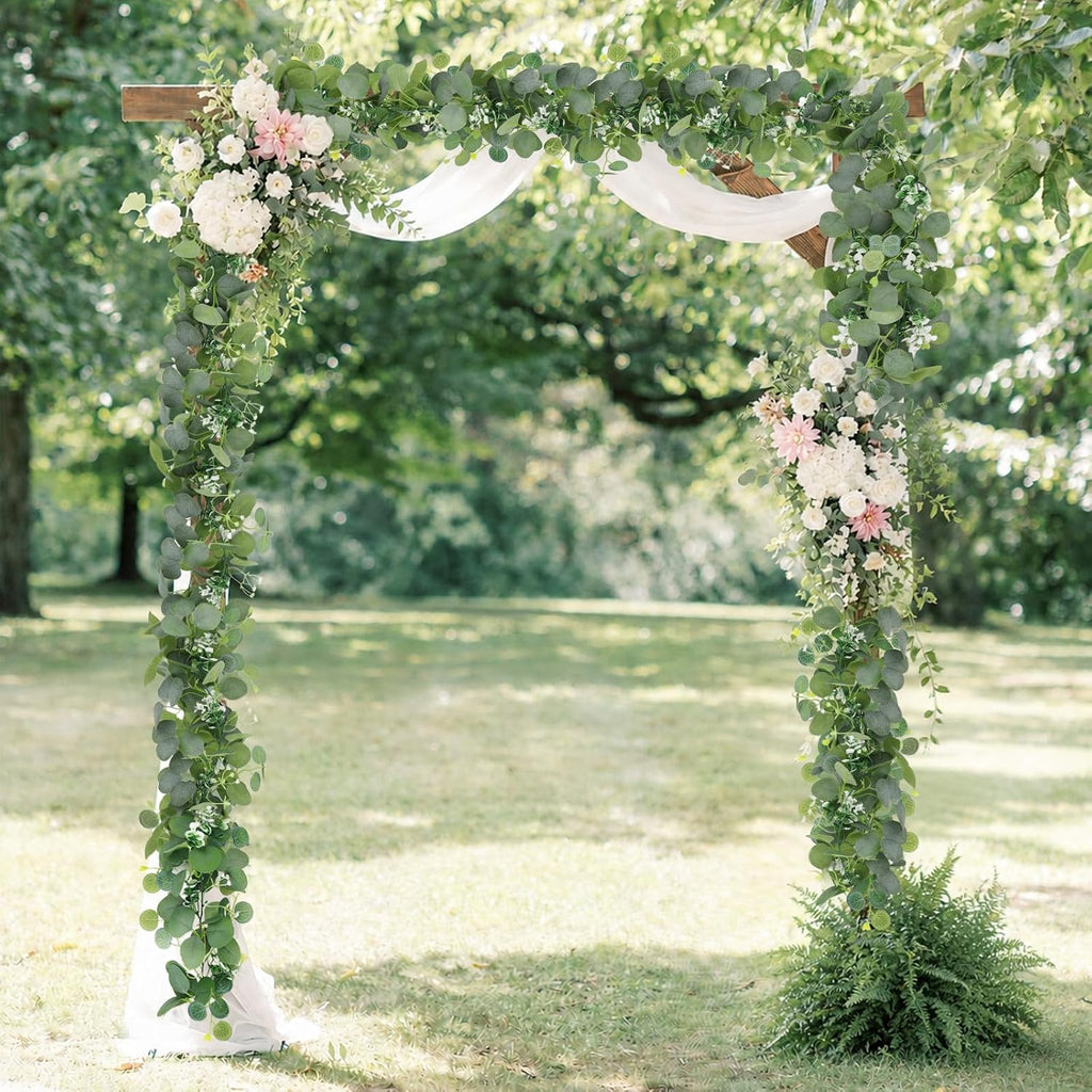 Artificial Eucalyptus Leaf Garland, Faux Greenery Garland Decor 6 FT Summer Garlands, Fake Hanging Vines - Set of 4