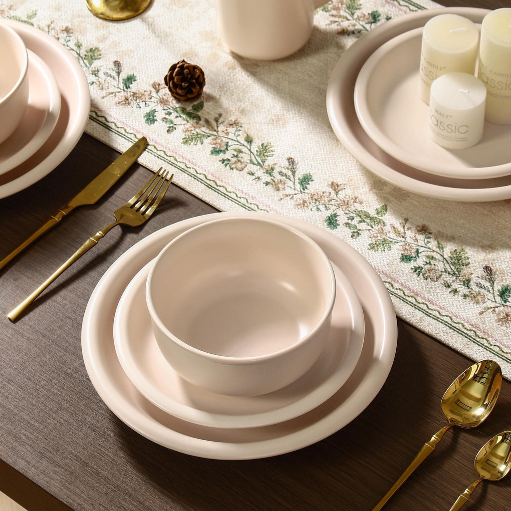 Vintage Series Ceramic Dinnerware Set for 2, 6 Pieces, Cream White
