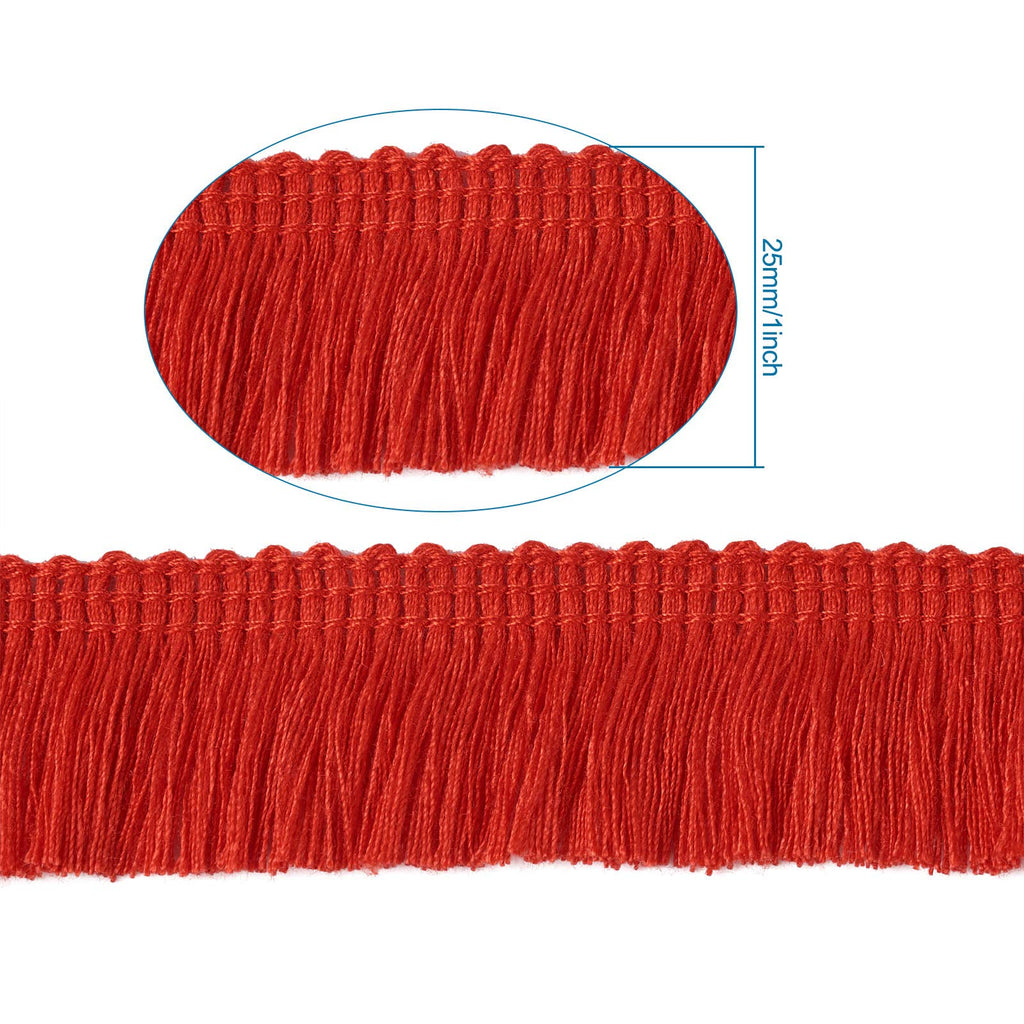 Fringe Trim Tassel 1 Inch Polyester Fibre Lace Ribbon Trim for Sewing Clotheing Home Decors, Dark Red - 27 Yards