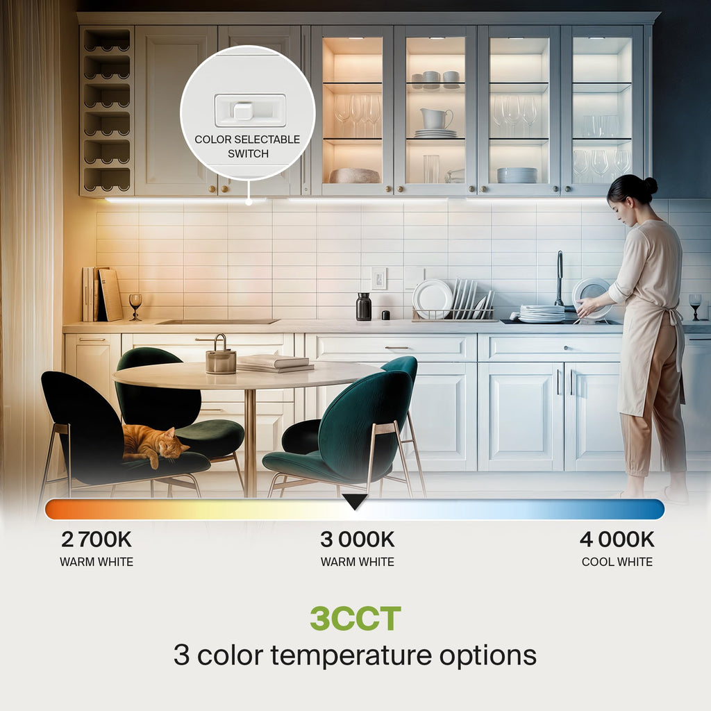White Swivel LED Under Cabinet Light, 40 Inch 20W, Plug in/Hardwired