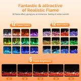 ROVSUN 30 Inch Electric Fireplace with Remote Control, 1500W Wall Mounted & Recessed Fireplace with 12H Timer