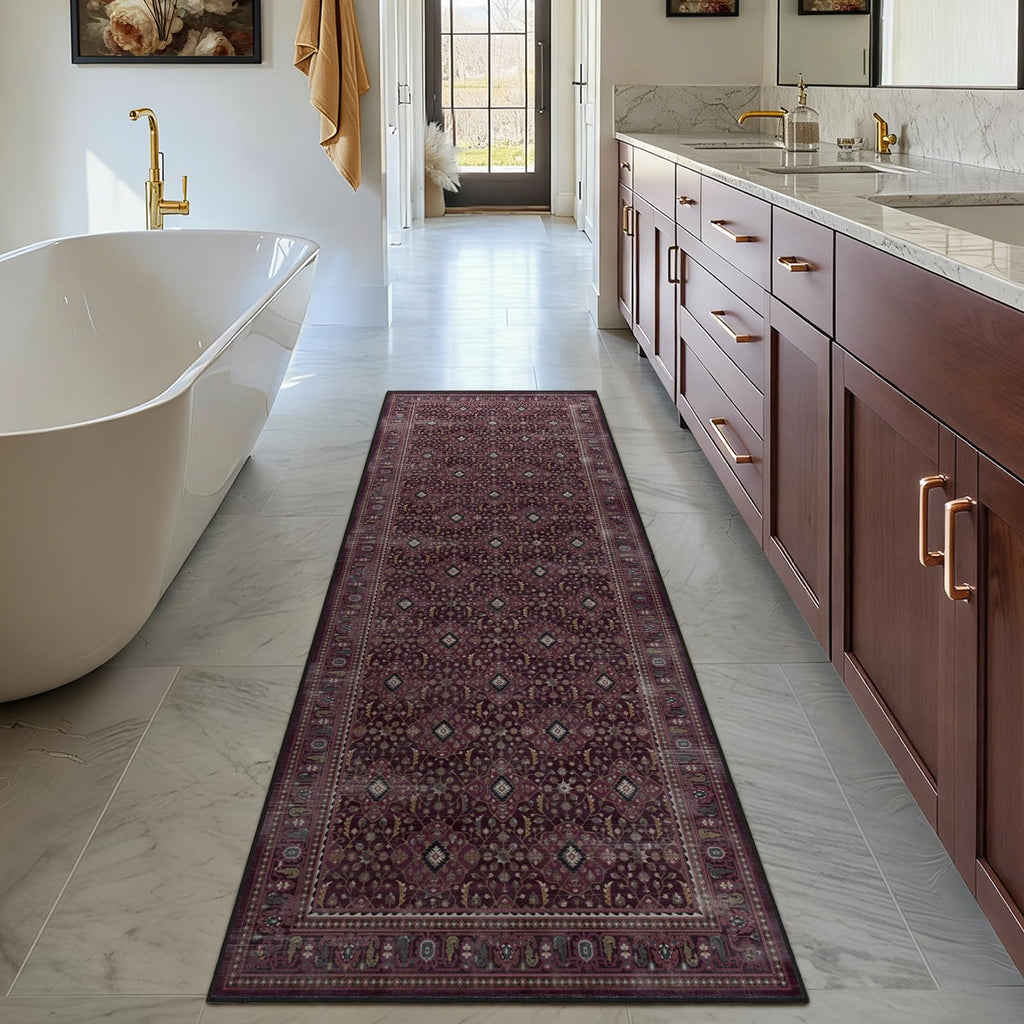 Fig 2x6 Hallway Runner Rugs Non Skid Washable, Earth Tone Dark Academia Carpet Runners for Ktichen 6ft, Luxurious