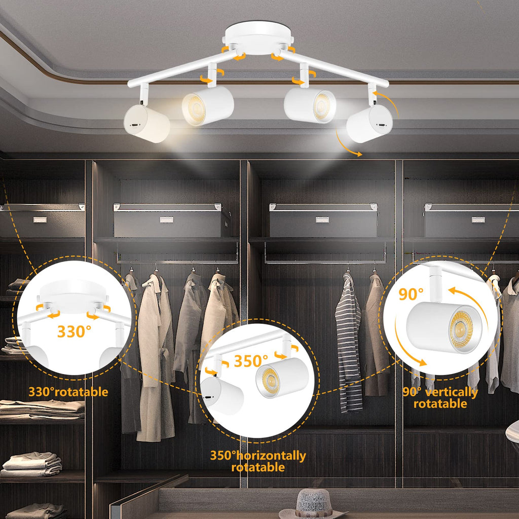 4 Light LED Track Lighting Fixtures Ceiling, White