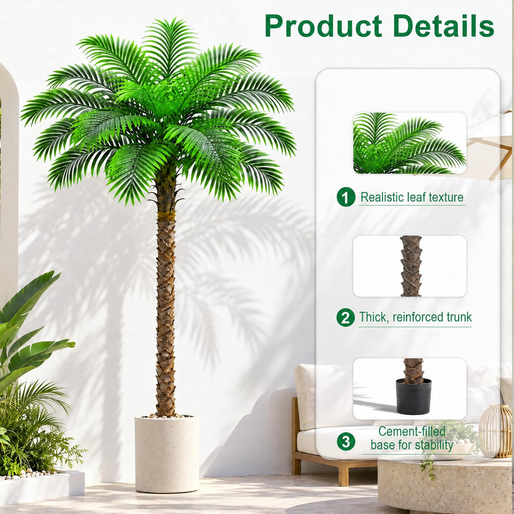 7FT Artificial Phoenix Palm Tree, Large Fake Palm Trees for Indoor Outdoor