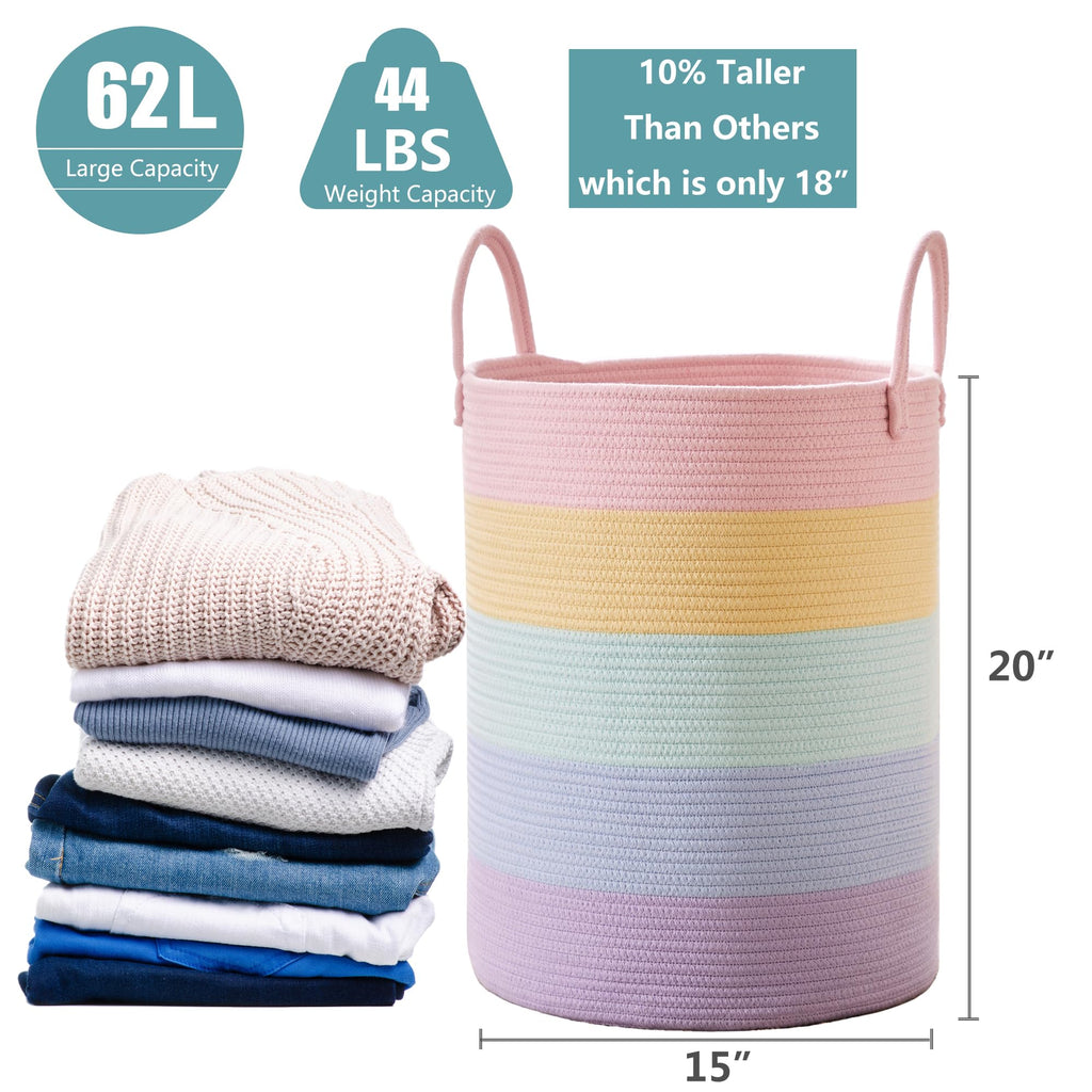 Rainbow Laundry Basket Baby Girls Kids Hamper 15Dx20H inches