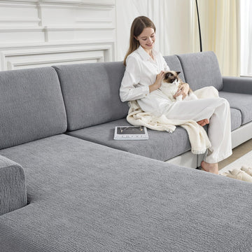 Couch Cushion Covers for Sectional Sofa Stretch Sofa Slipcovers Washable Wear-Resistant Sectional Couch Covers L