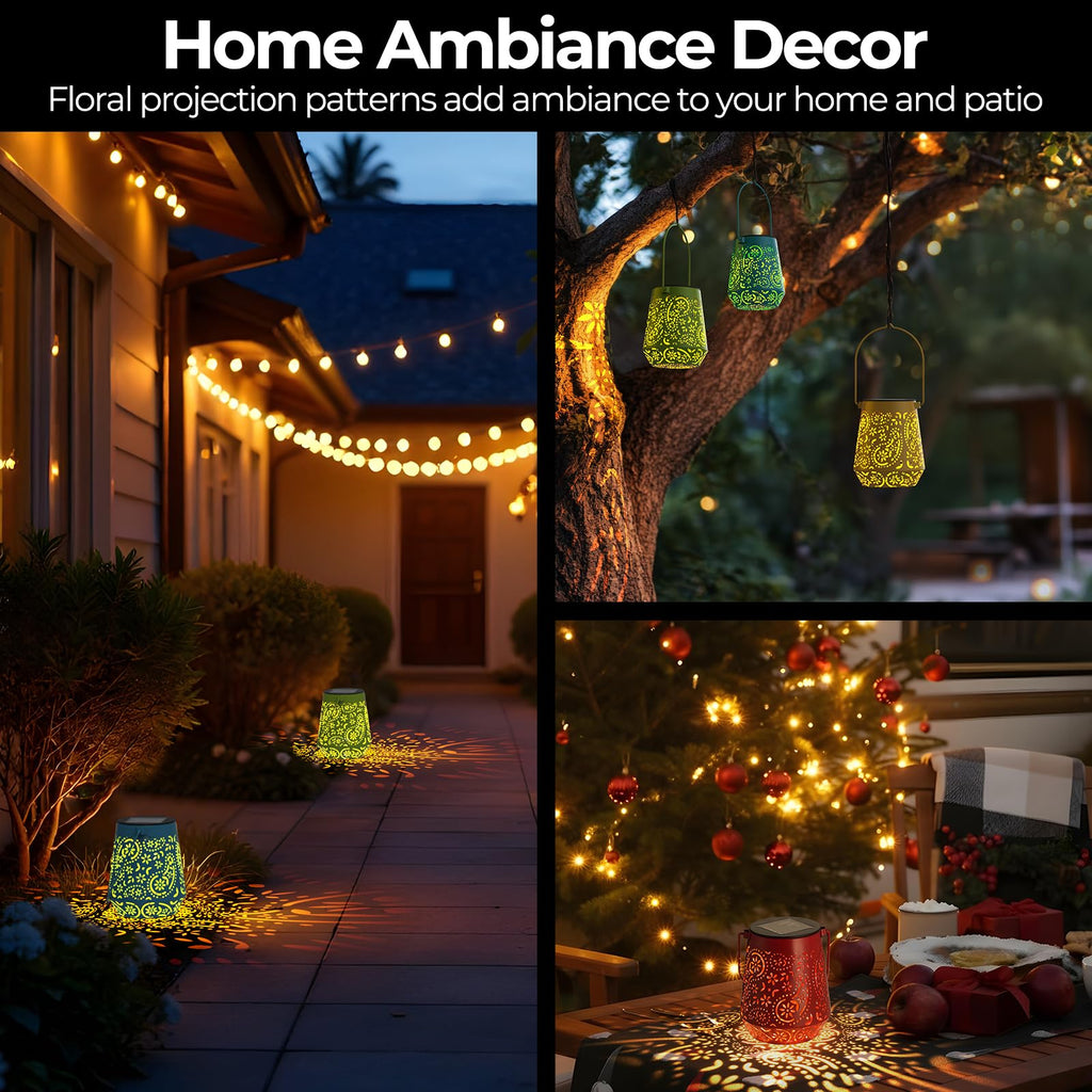 Lanterns 4 Pack Outdoor Waterproof Solar Lights, Auto ON/Off Lanterns