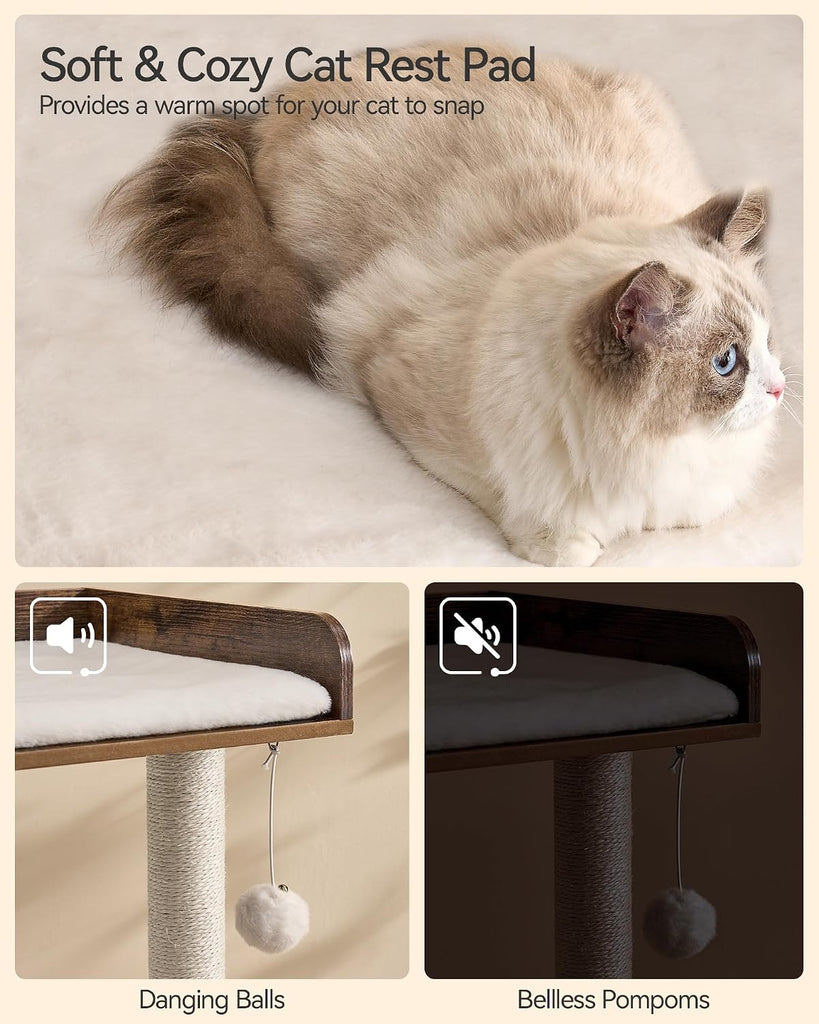 Modern Cat Tree for Indoor Cats Large Adult, Large Platforms