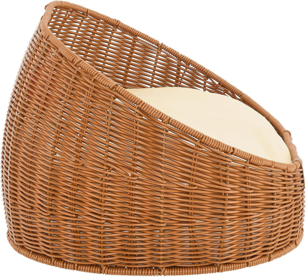 Luna 23 in Wicker Dog/Cat Bed Natural Oak