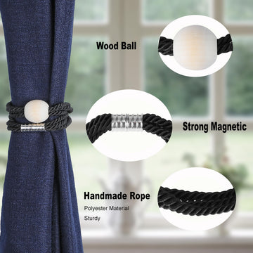 Magnetic Curtain Tiebacks, Boho Farmhouse Curtain Tie Backs